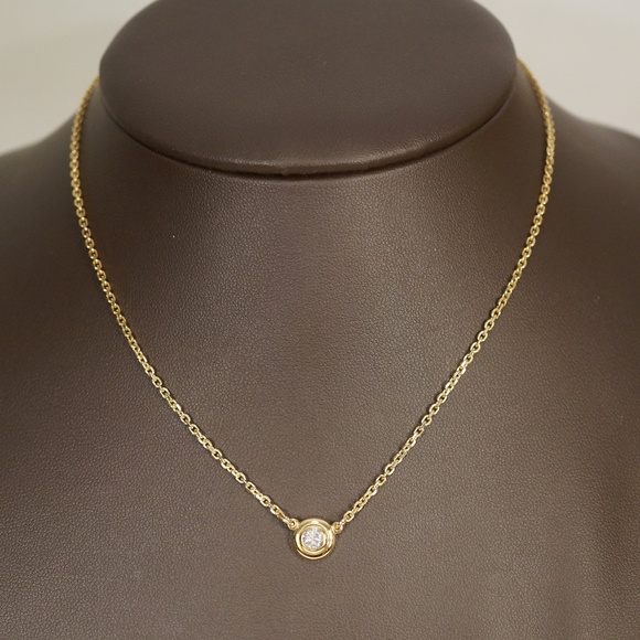 14KY Gold 1/3ct. Bezel Set Diamond 18" Necklace - Picture 2 of 6